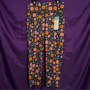 NWT POP Fit Orange and Pink Leggings Vibrant Floral Design. Size S.